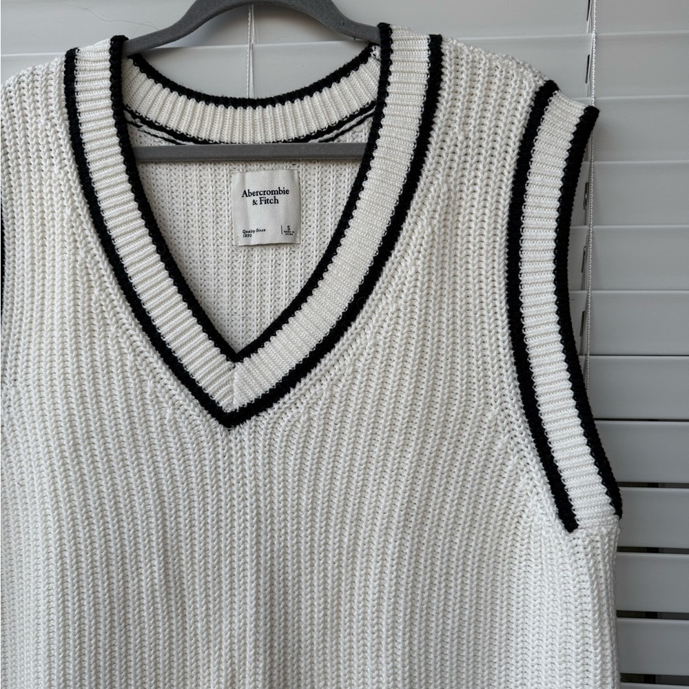 Abercrombie & Fitch Oversized Sweater Vest Grandpa Academia Y2K Tennis S #23 - Picture 5 of 10